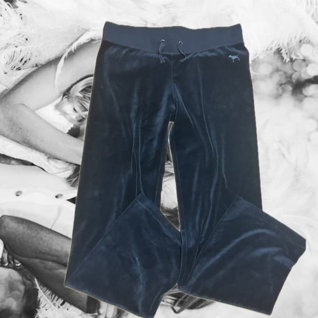 PINK victoria secret black velvet pants