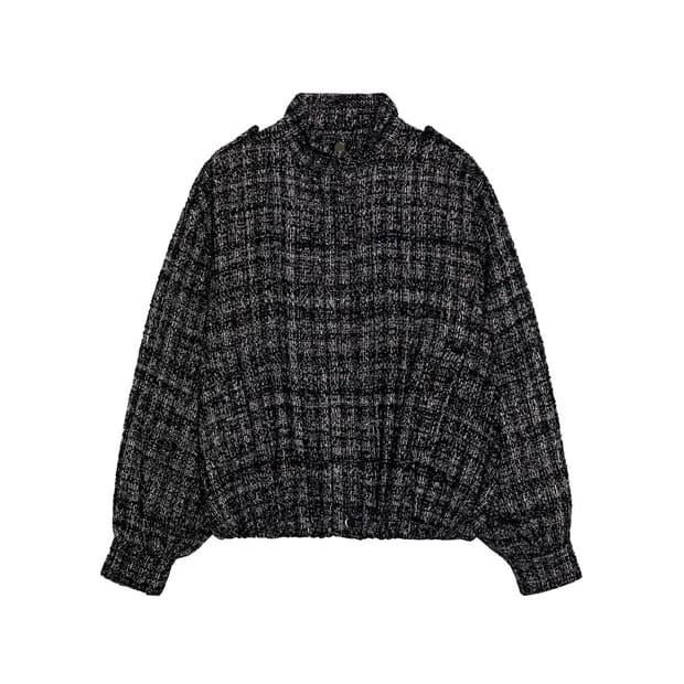 자라 메탈릭 원사 스트럭처 봄버 재킷