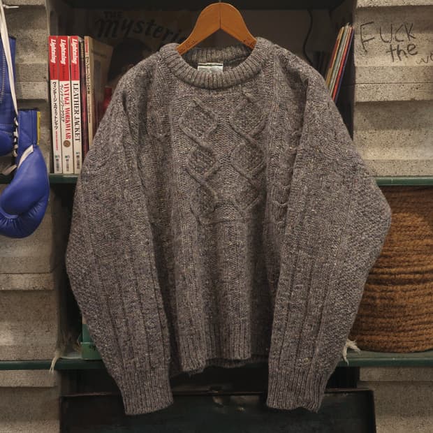 빈티지 아일랜드 보카시 피셔맨 아란 스웨터