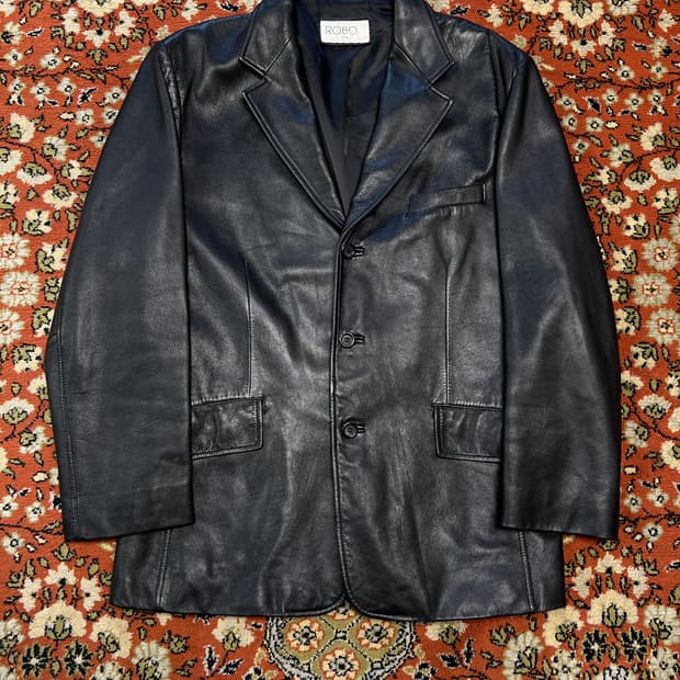 [100] Robo 램스킨 레더 싱글 블레이저 가죽자켓 블랙