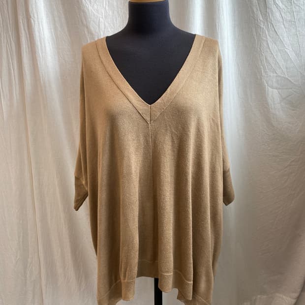 NOUQUE 베이지 브이넥 울혼방니트탑(M-L)