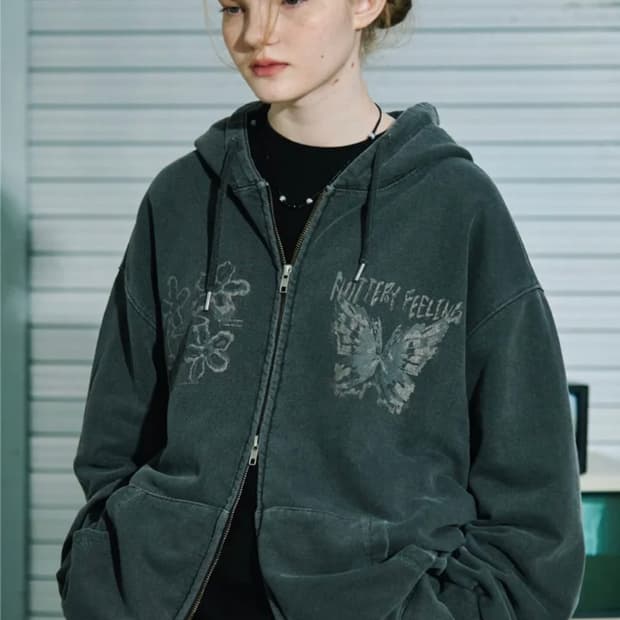 꼼파뇨 플러터리 피그먼트 후드집업 m