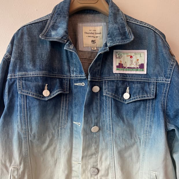 써스데이아일랜드 여성 그라데이션 데님자켓 청자켓