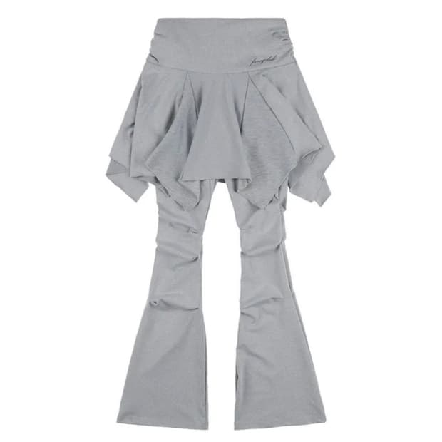 팬시클럽 언발란스 스커트 레이어드 핀턱 팬츠 (GRAY) 그레이