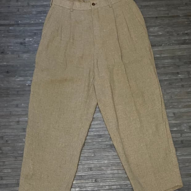 Beige wide wool slacks