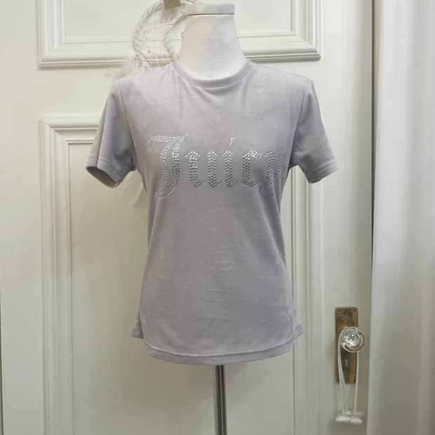 JUICY COUTURE cubic logo velvet top