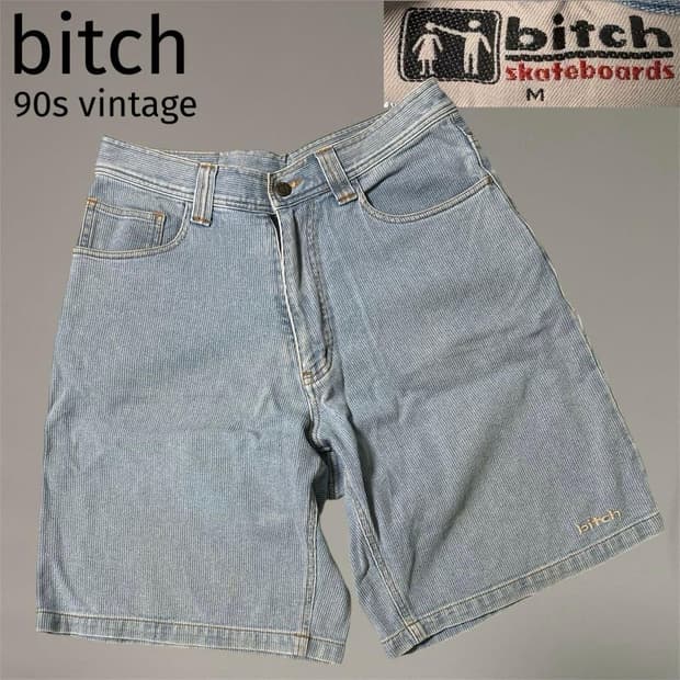90s 빈티지 비치 스케이트보드 로고 자수 데념 숏츠 반바지