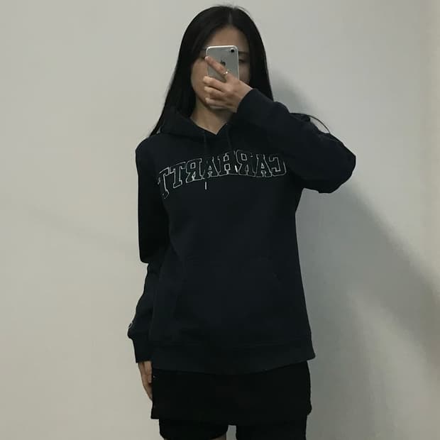 칼하트 덤블로고 블랙 후드티