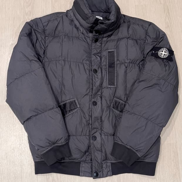 (XL) 스톤아일랜드 화이트와펜 크링클랩스 패딩 그레이