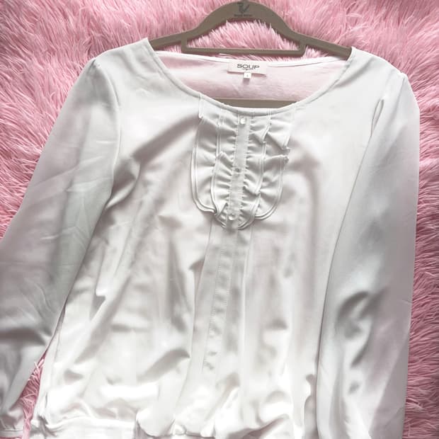 soup 달천깔 화이트 프릴 블라우스 (착샷o) /고딕 공겜여주 모리걸