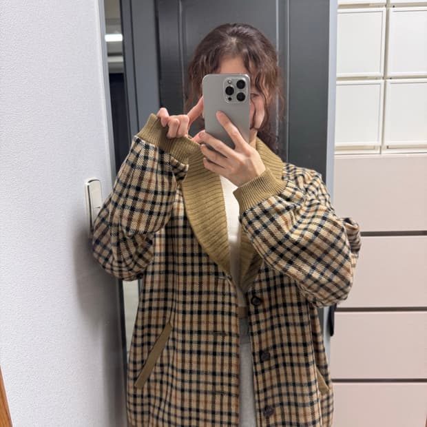닥스 체크 숄가디건