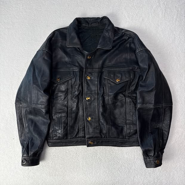 이태리 리얼 레더 트러커 자켓 