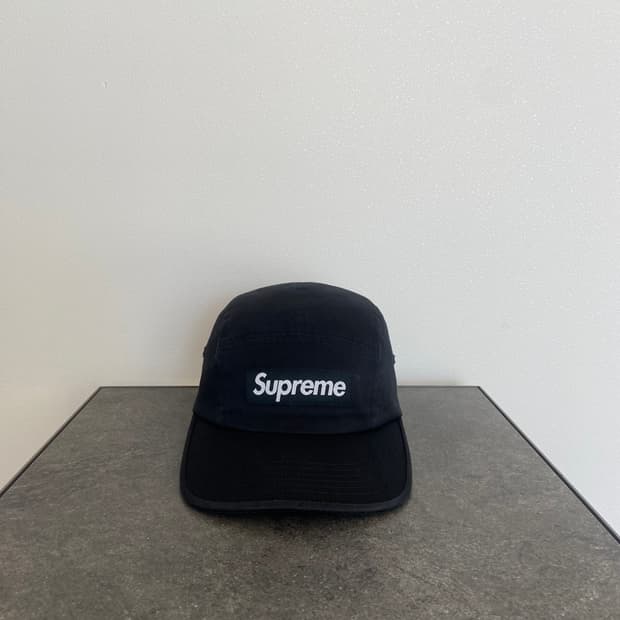 슈프림 캠프캡 모자 박스로고 워시드 블랙 캡