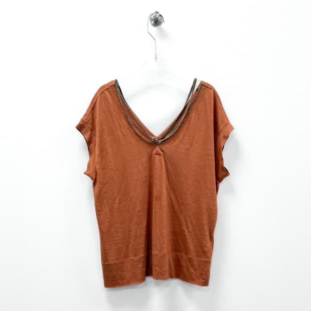 브루넬로 쿠치넬리 모닐리 체인 린넨 실크 탑