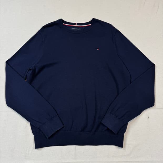 L) 타미힐피거 네이비 라운드넥 니트