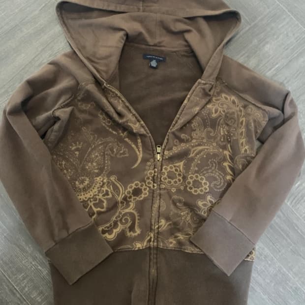 타미힐피거 브라운 패턴 후드집업 S