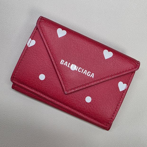 발렌시아가 파피에르 레드 하트 3단지갑