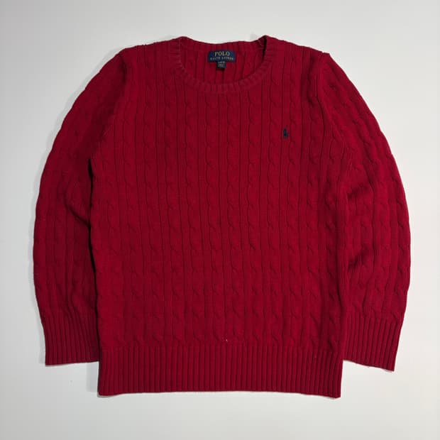 폴로랄프로렌 레드 케이블 니트 스웨터