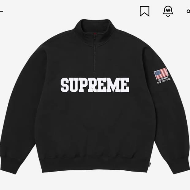 (M) 슈프림 샵 플래그 하프 집 풀오버 블랙 뉴욕 - 26SS 