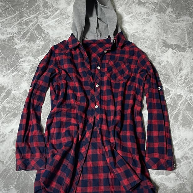 (Unknown)00's check hoody shirts