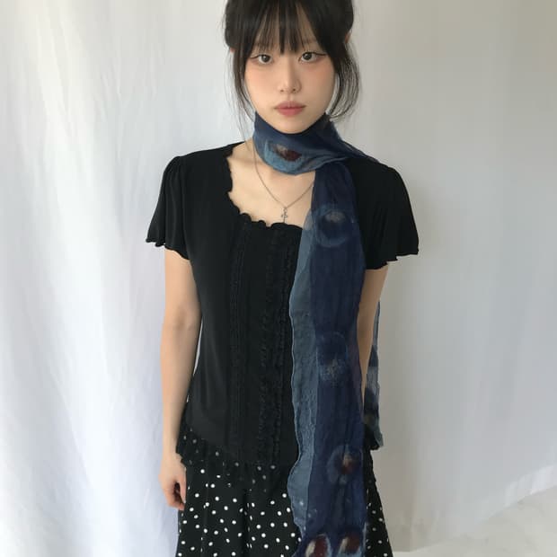 Vivere 블랙 레이스 블라우스