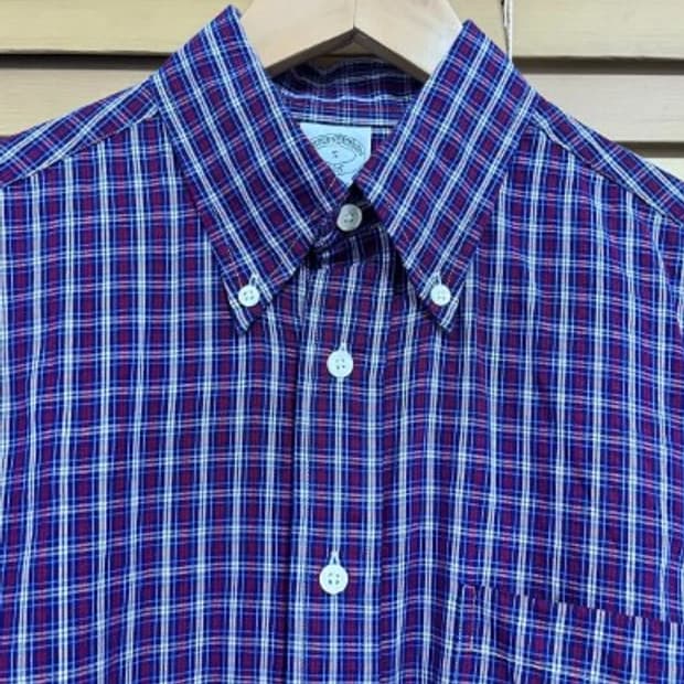 브룩스브라더스 남성 체크긴팔면셔츠 S사이즈