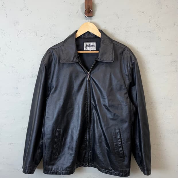Jacker's 빈티지 블랙 싱글 레더 자켓