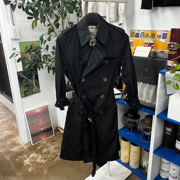 버버리 나일론 벨티드 트렌치 코트 Uk10