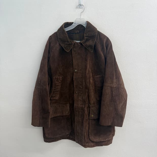 90s 안티케 아벤투레 천연가죽 코듀로이 브라운 코트