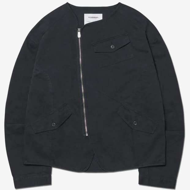 노매뉴얼 COLLARLESS JACKET - WASHED BLACK