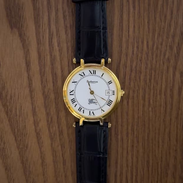 [빈티지]빈티지 버버리(Burberrys) 로만 인덱스 골드 데이트 시계