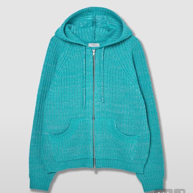 애프터프레이 니트 후드 집업 민트 m