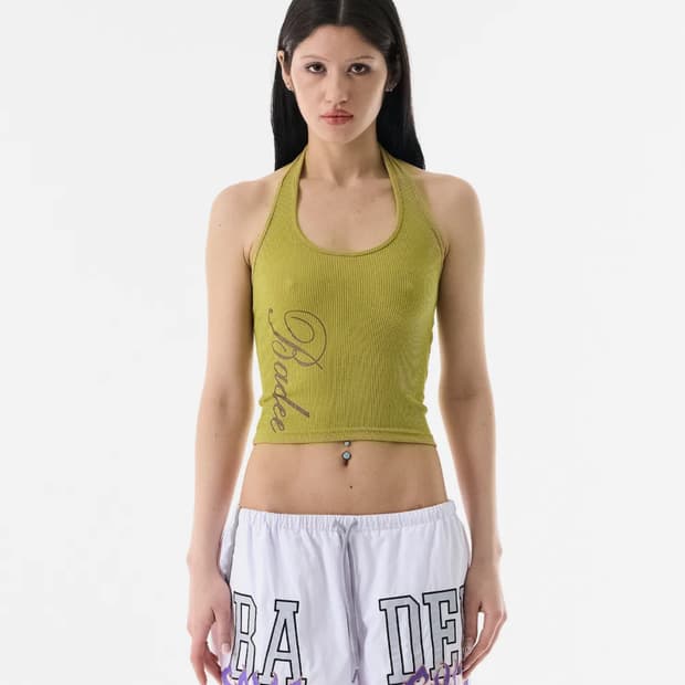 배디 Ribbed Halter Top Green