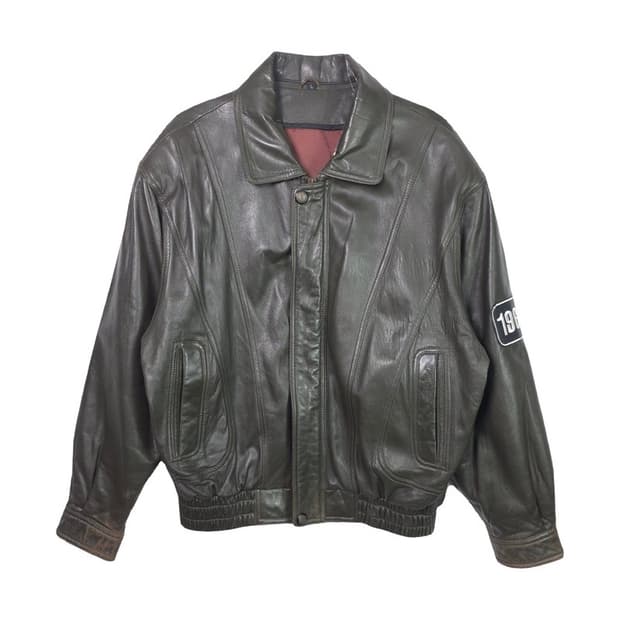 올드스쿨 빈티지 가죽 블루종 점퍼 L