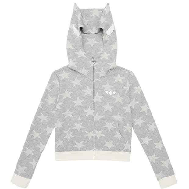 클럿 스튜디오 별의 천사 날개 집업 후드 탑 - 그레이