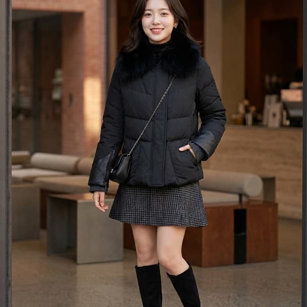 SYSTEM 시스템 폭스퍼 덕다운 숏패딩