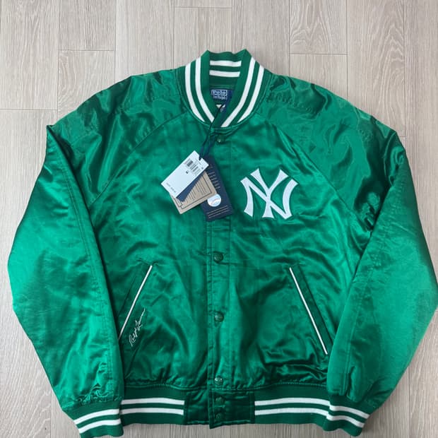 M 폴로 랄프로렌 뉴욕 양키즈 사틴 바시티 스타디움 자켓 그린
