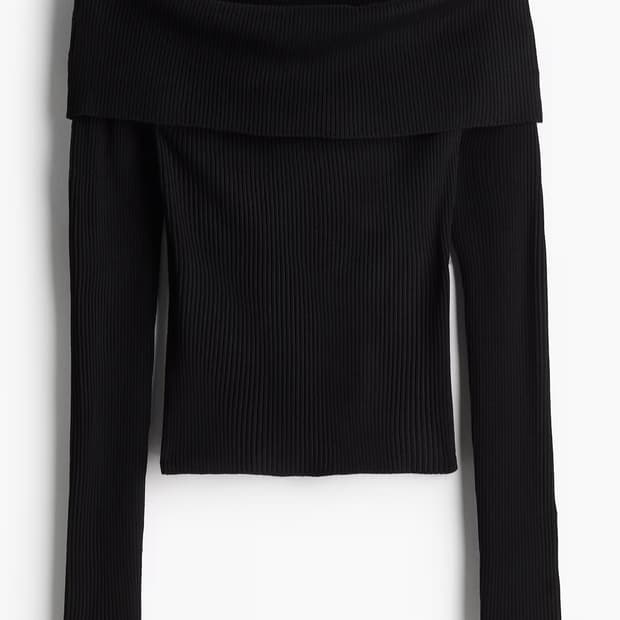 H&M 립 니트 오프숄더 탑