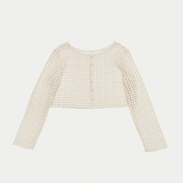 아모멘토 플라워 레이스 크롭 가디건