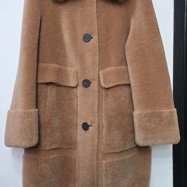 루나코어스 여성 양모 카라 폭스 롱 코트