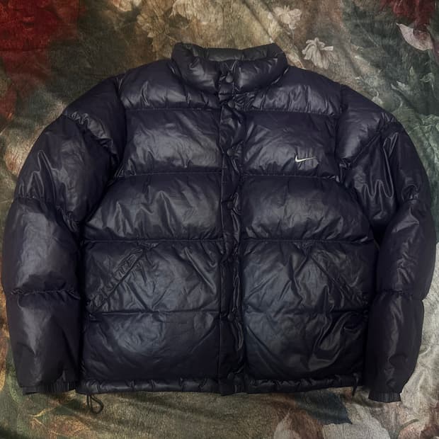 나이키 올드스쿨 스우시 스몰로고 퍼플숏푸퍼패딩 95