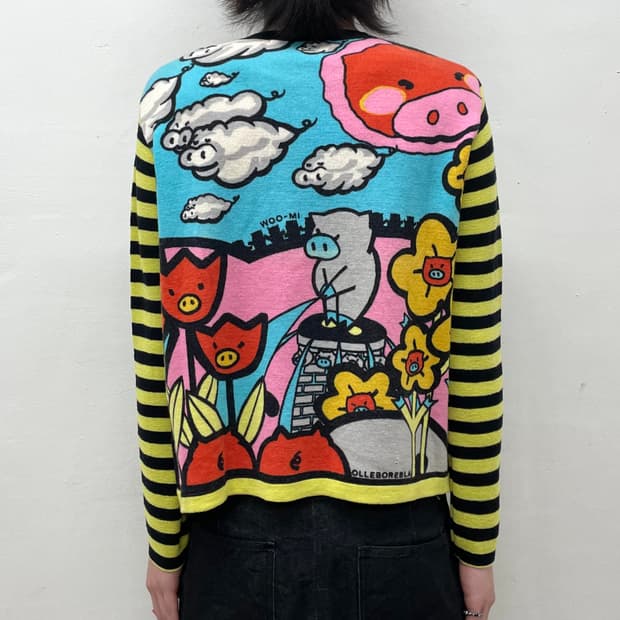 yellow stripe pig knitwear 