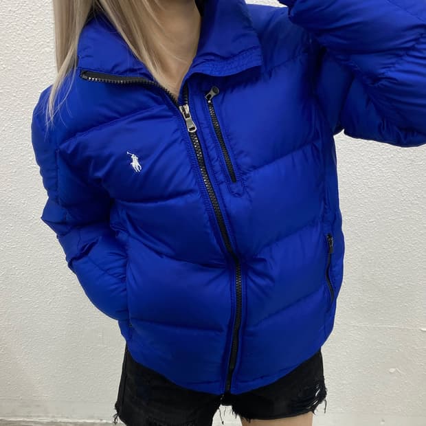 폴로 랄프로렌 화이트포니 블루 패딩 S