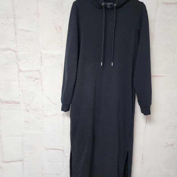 COS 기모 
블랙 후드 롱 원피스