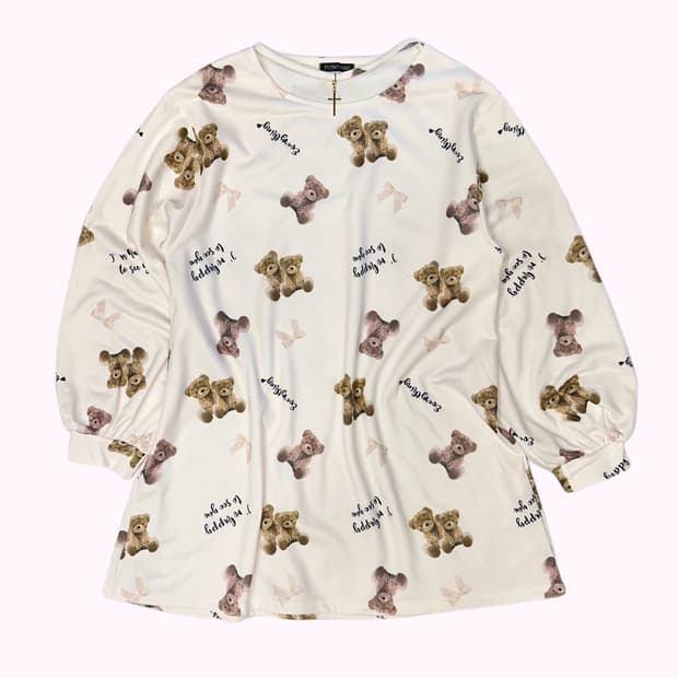 cross choker bear ivory dress