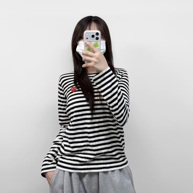 꼼데가르송 하트 와펜 스트라이프 보더티