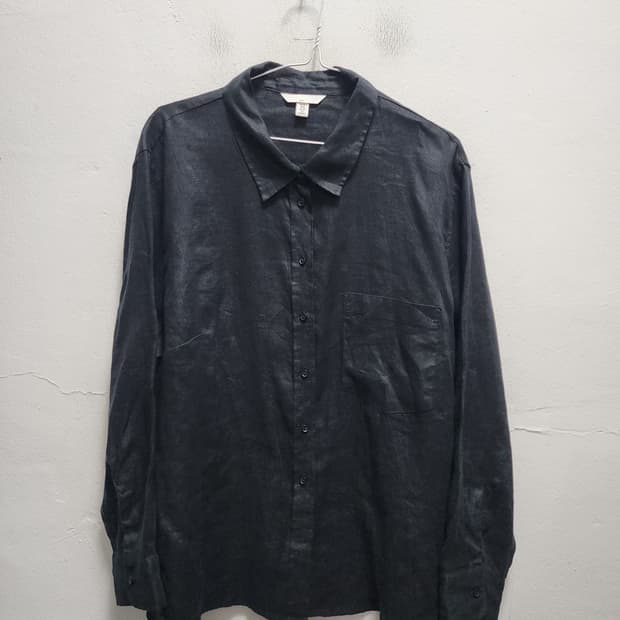 H&M 블랙 린넨 셔츠