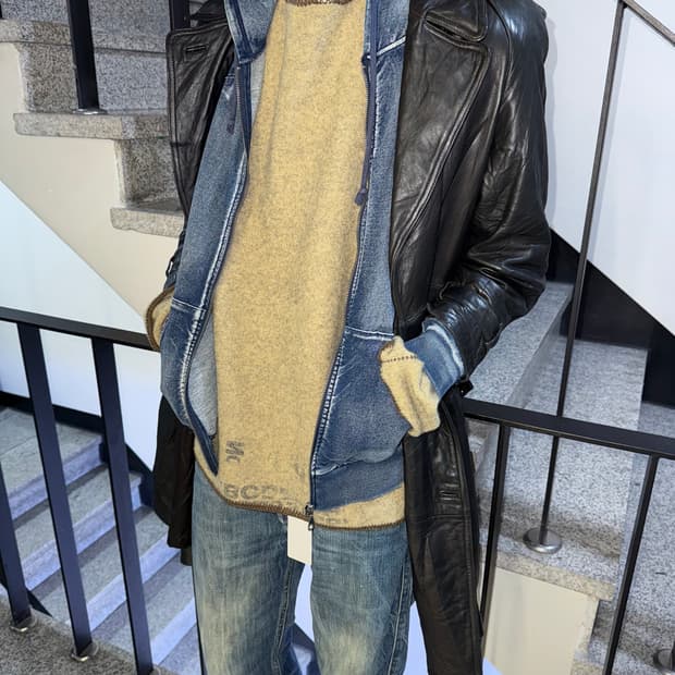 real leather double coat