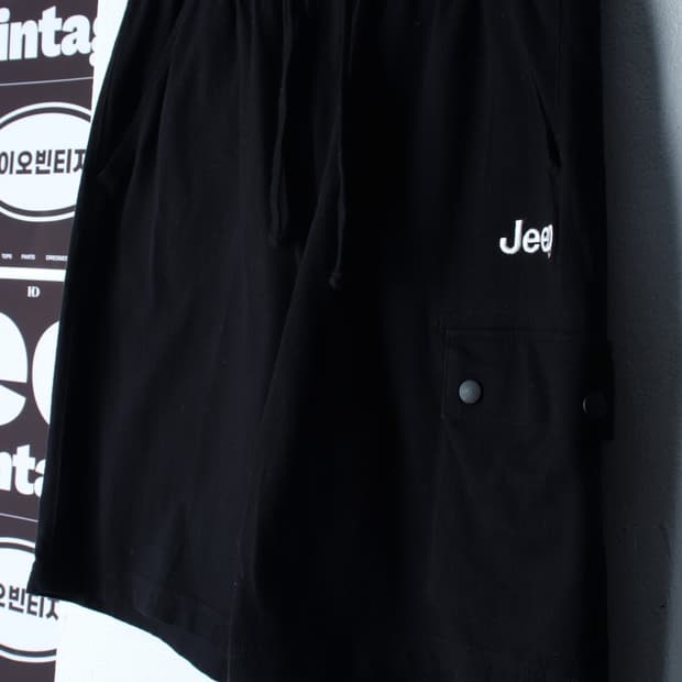 (L-XL) 지프 반바지 팬츠 포켓 블랙 올드스쿨-P9834