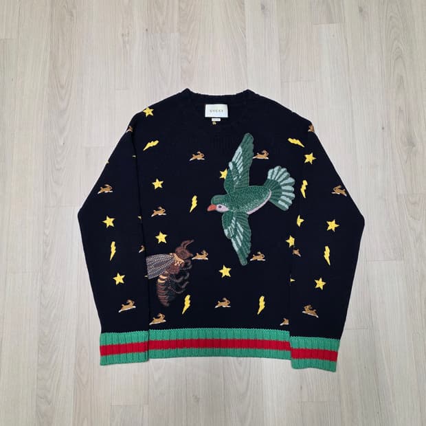 [m,새상품급]구찌 버드앤비 자수 니트